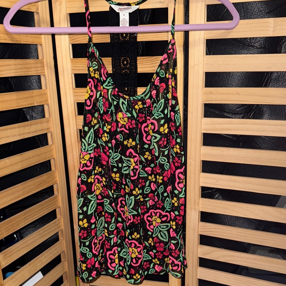 Arizona Jean Company Floral Tank Top - Black, Pink, Green